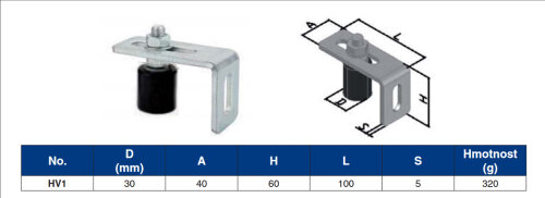 HV1 - Horní vedení brány s jedním válcem- stavitelné